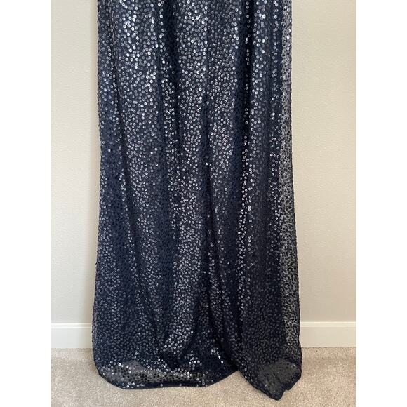 NWT Adrianna Papell Navy Sequin One Shoulder Formal Gown (Size US 8) - Picture 11 of 12